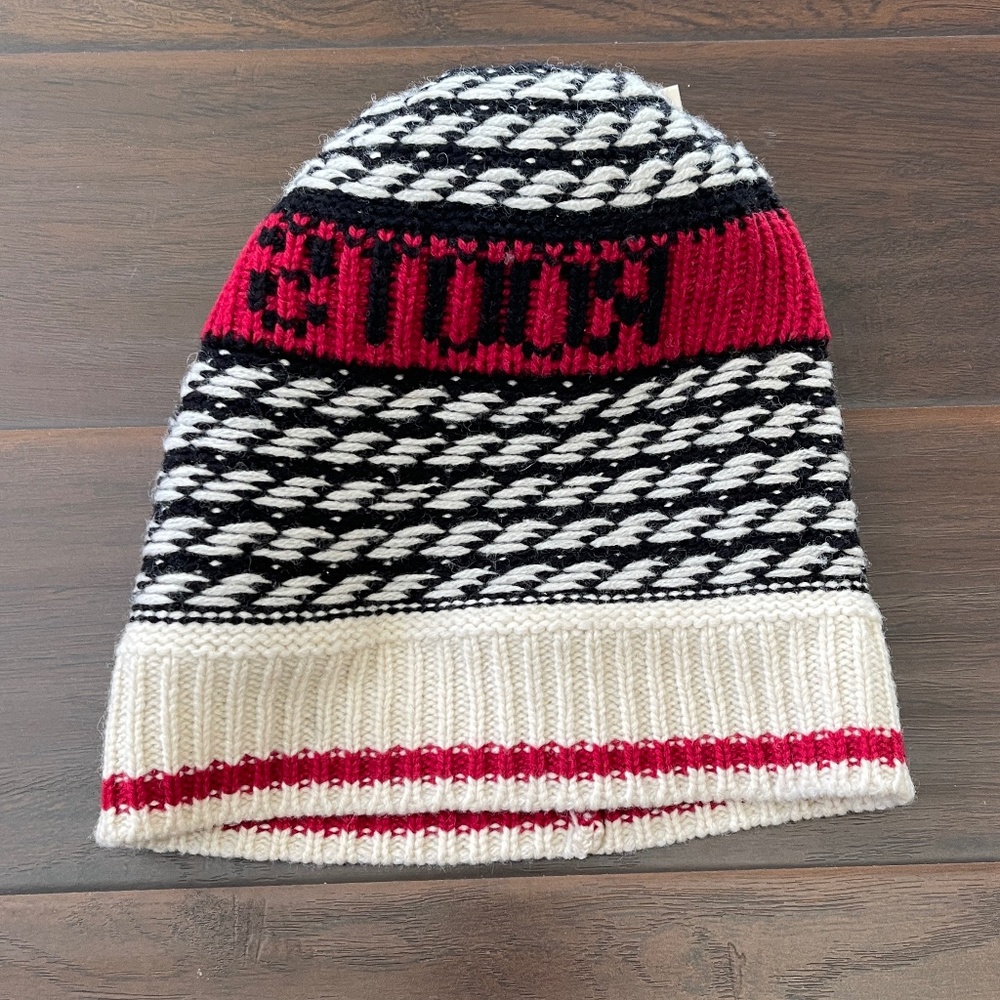 Roots Canada Women's Lambs Wool Knit Black/Red Beanie Pom Hat - One Size - Picture 4 of 7